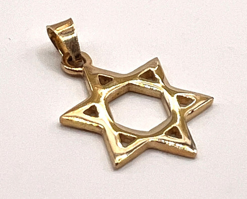 14K Yellow Gold Thick Star of David Necklace
